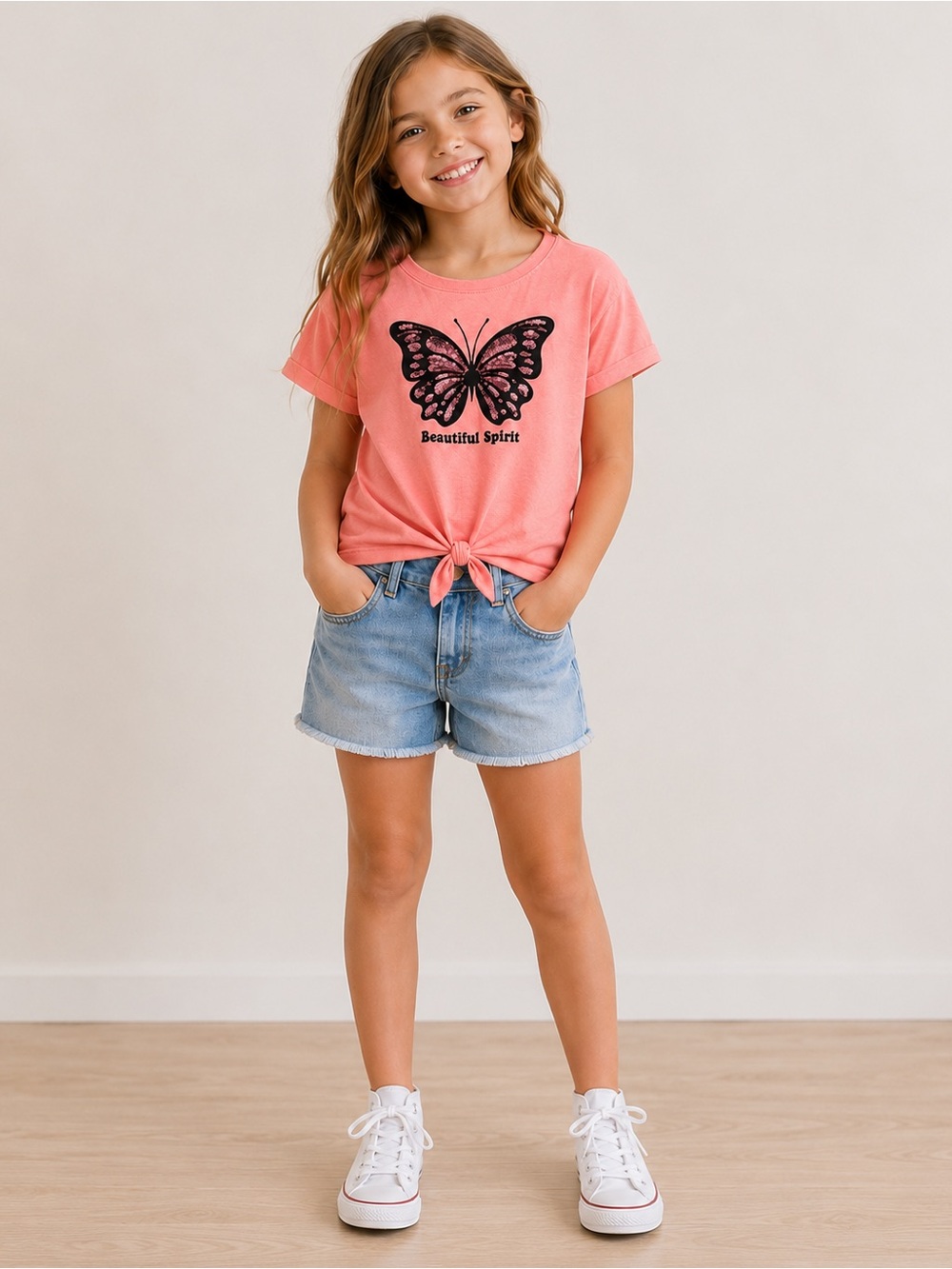 Wonder Nation Coral Butterfly Tee